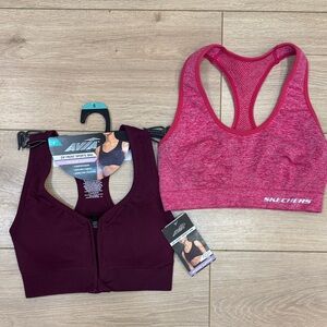 Avia Women's Dark Red and Skechers vibrate punk sports bras.